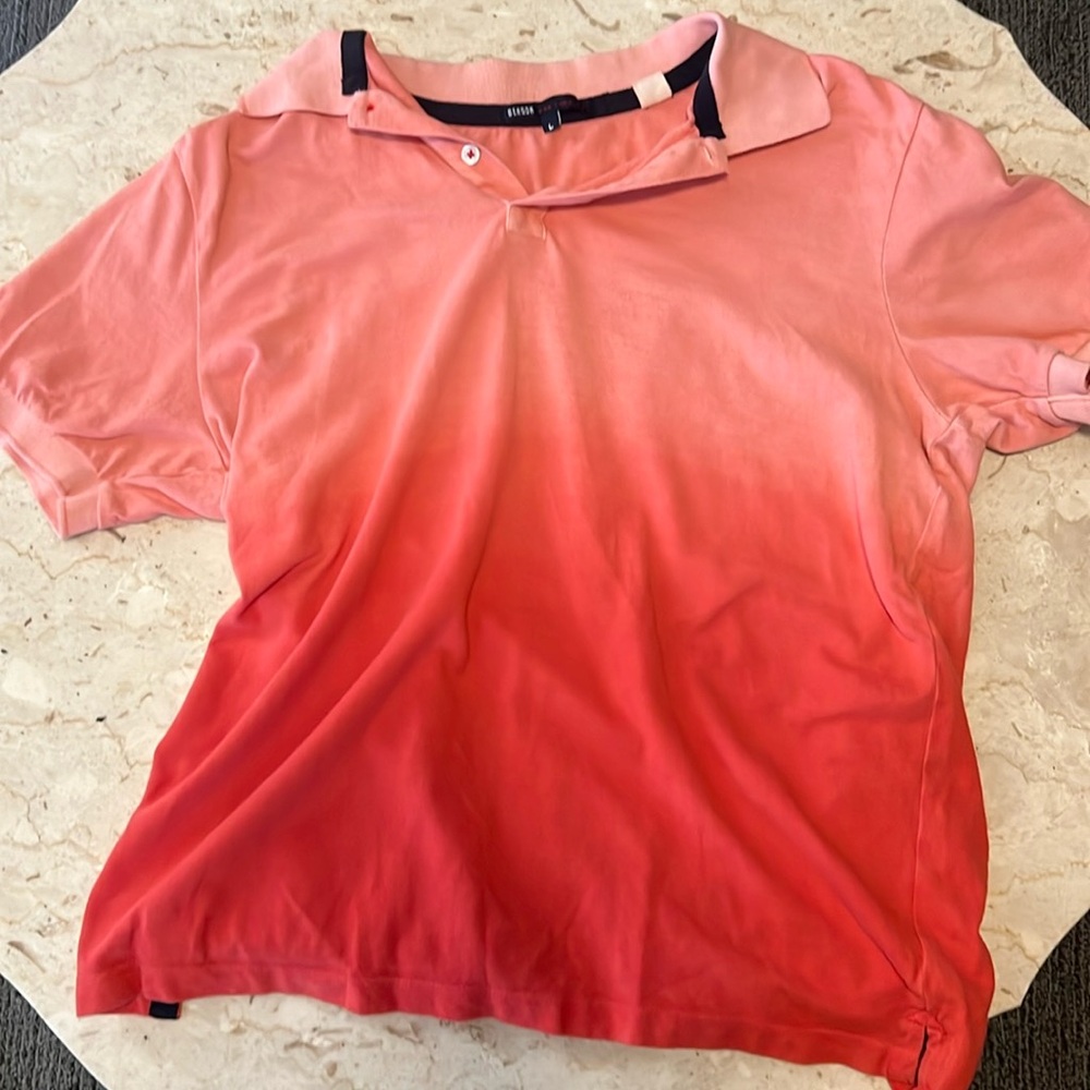 Benson New York NY pink polo gradient men’s large shirt